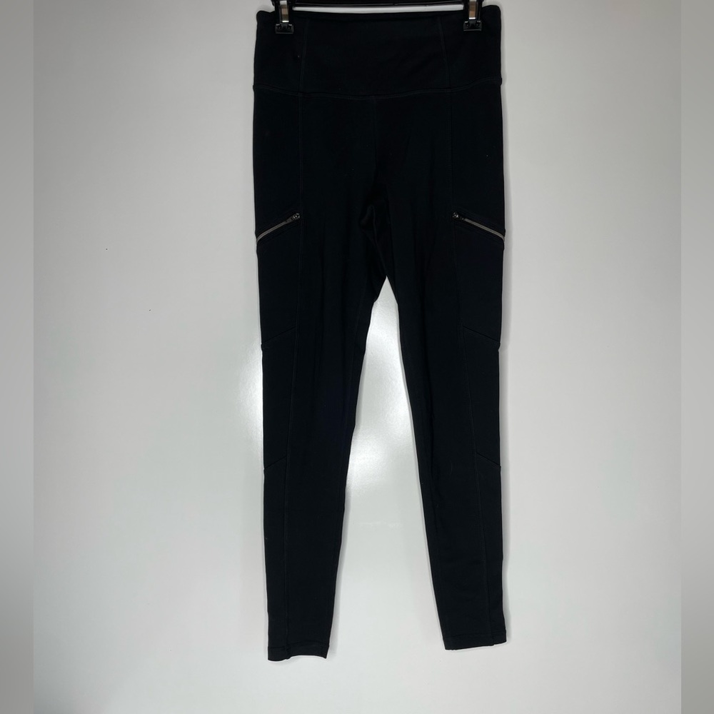 ATHLETA SZ S Black Metro Drifter High Rise Tight Leggings Yoga Zip Pockets.